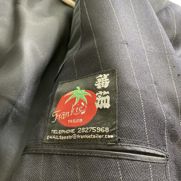 Holland & Sherry Navy Blue Pinstripe Blazer Est. Size 40 Preppy Old Money Career - Picture 5 of 12